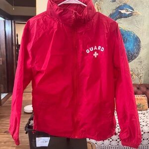 Men's Red Windbreaker Jacket - Lightweight Zip-Up